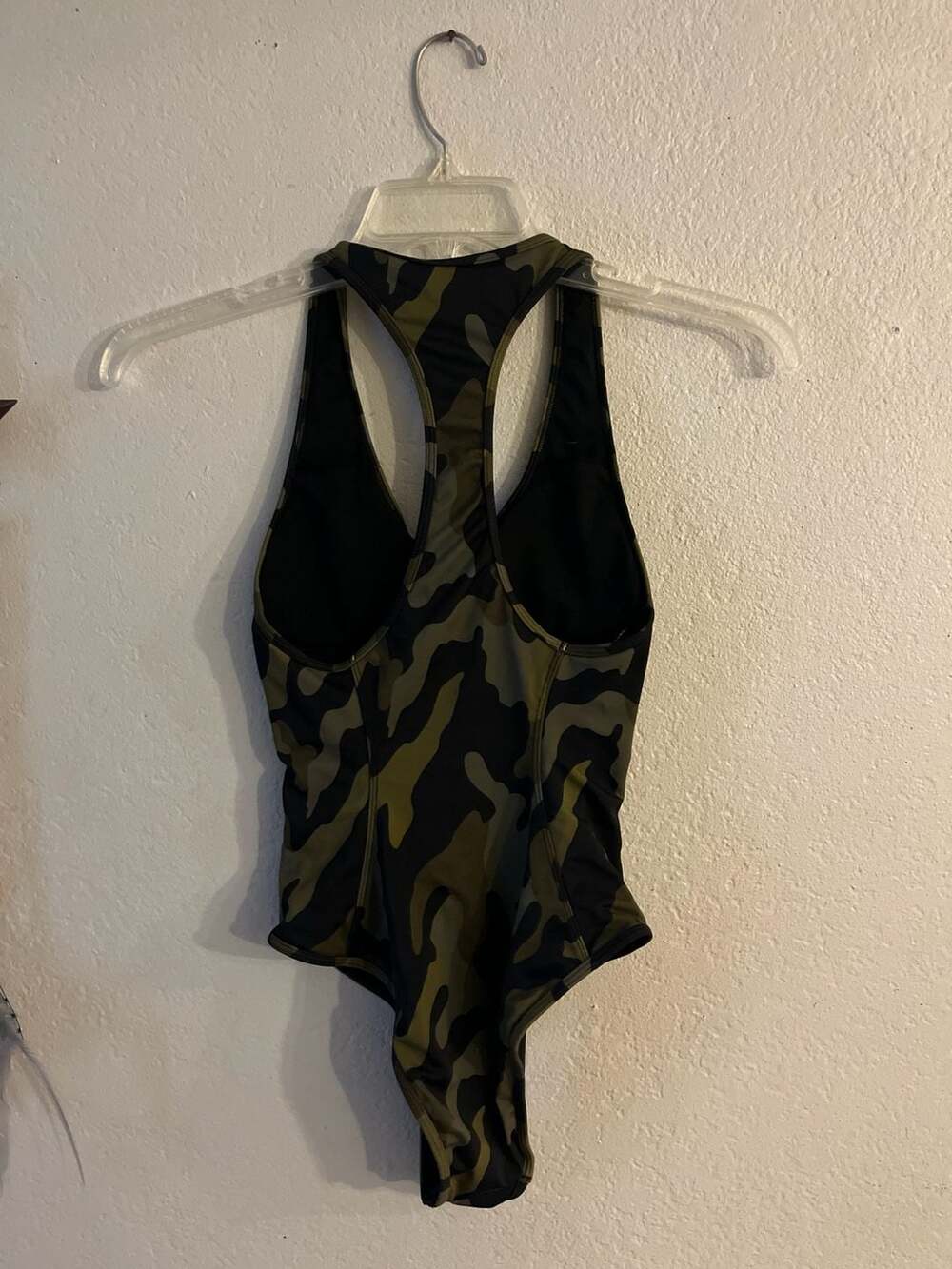 Smart & Sexy Camo Racerback Zip-Front One Piece Swimsuit - Picture 3 of 5